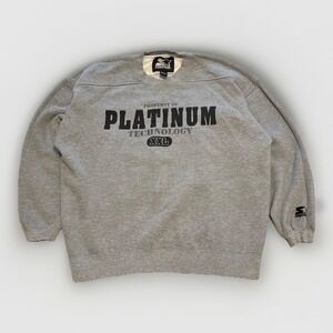 VINTAGE Starter Mens Crewneck XL Rare Platinum Technology Sweatshirt‎ Gray 90s